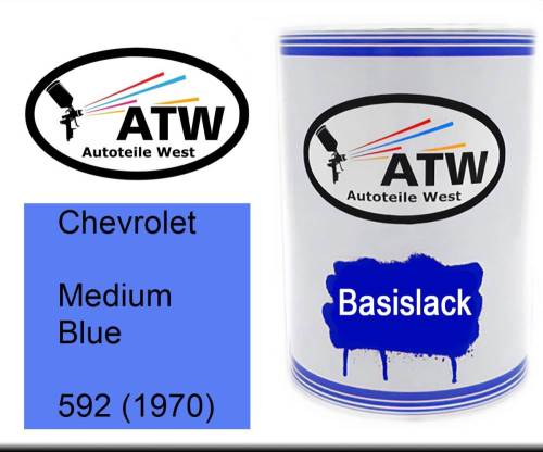 Chevrolet, Medium Blue, 592 (1970): 500ml Lackdose, von ATW Autoteile West.